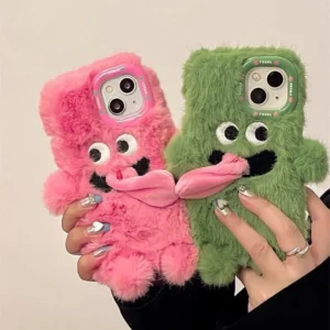 fuzzy-monster-magnetic-tongue-iphone-case-3d-plush-cover